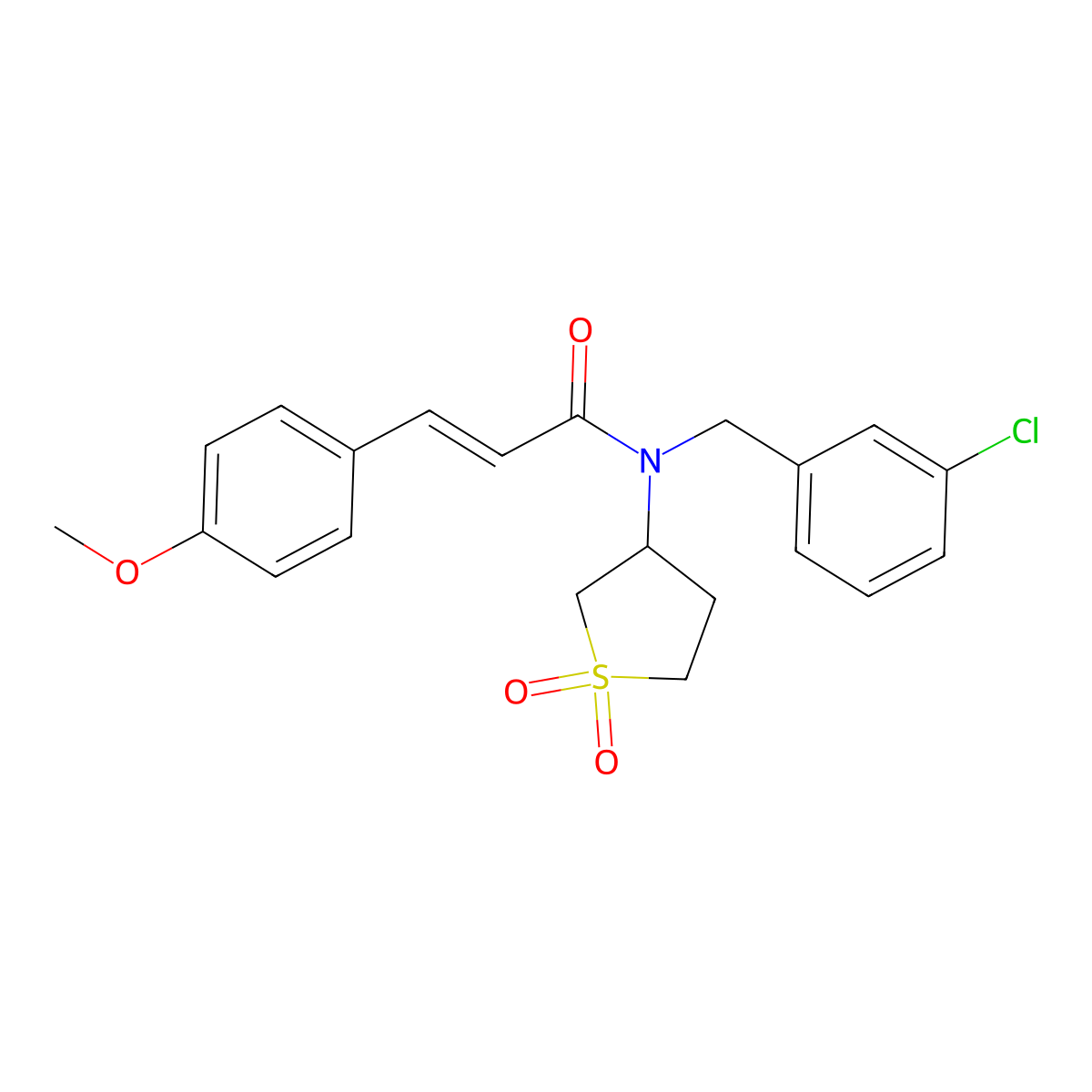 N-[(3-Chlorophenyl)methyl]-3-(4-methoxyphenyl)-N-(tetrahydro-1,1-dioxido-3-thienyl)-2-propenamide molecular structure, CAS 587006-13-1