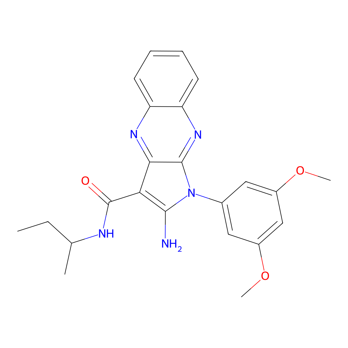 2-amino-N-butan-2-yl-1-(3,5-dimethoxyphenyl)pyrrolo[3,2-b]quinoxaline-3-carboxamide molecular structure, CAS 587006-21-1