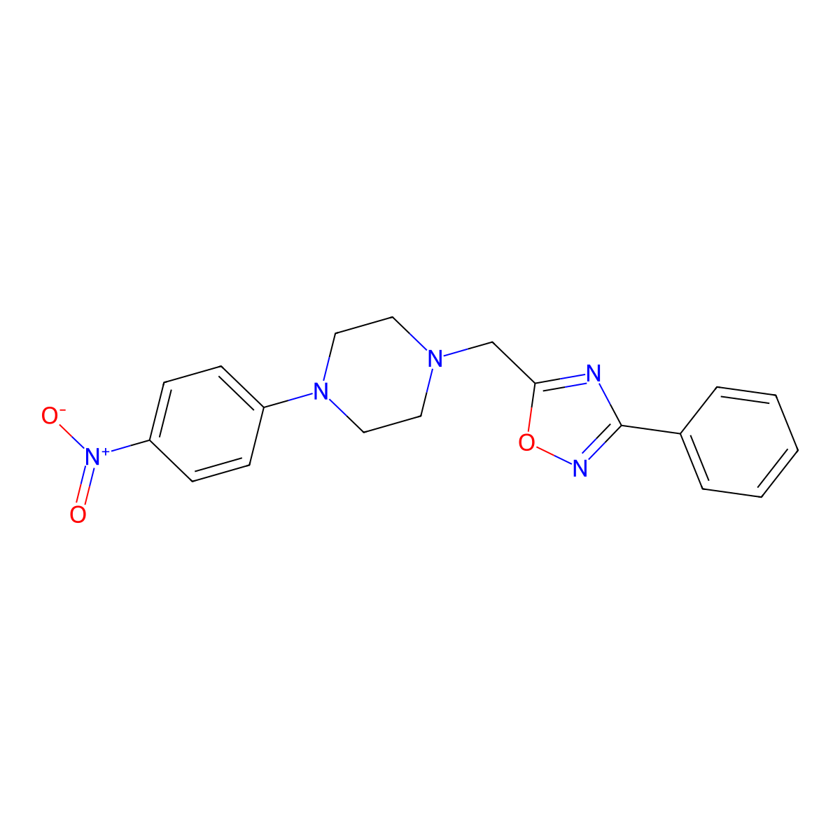1-(4-Nitrophenyl)-4-[(3-phenyl-1,2,4-oxadiazol-5-yl)methyl]piperazine molecular structure, CAS 587006-22-2