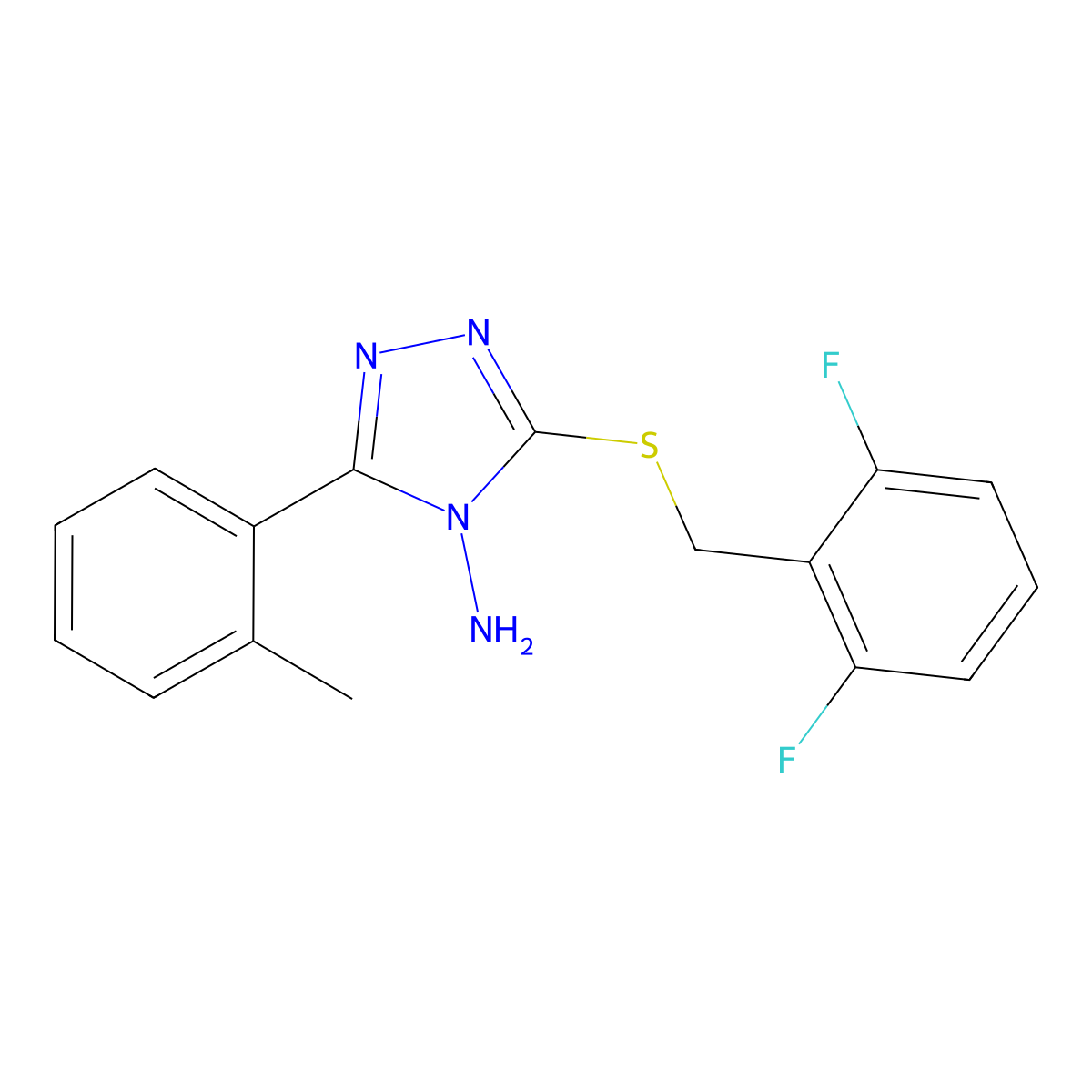 3-[(2,6-Difluorophenyl)methylthio]-5-(2-methylphenyl)-1,2,4-triazole-4-ylamine molecular structure, CAS 587006-36-8