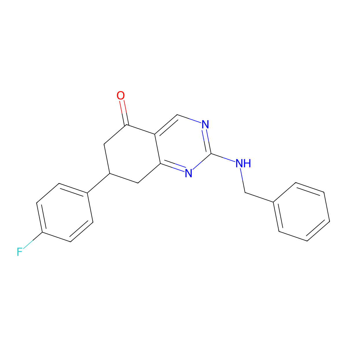 2-(benzylamino)-7-(4-fluorophenyl)-7,8-dihydroquinazolin-5(6H)-one molecular structure, CAS 587006-51-7