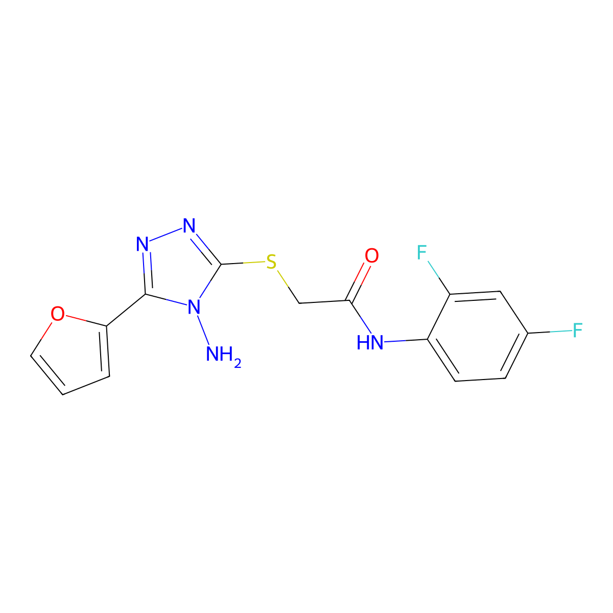 2-{[4-amino-5-(furan-2-yl)-4H-1,2,4-triazol-3-yl]sulfanyl}-N-(2,4-difluorophenyl)acetamide molecular structure, CAS 587006-56-2