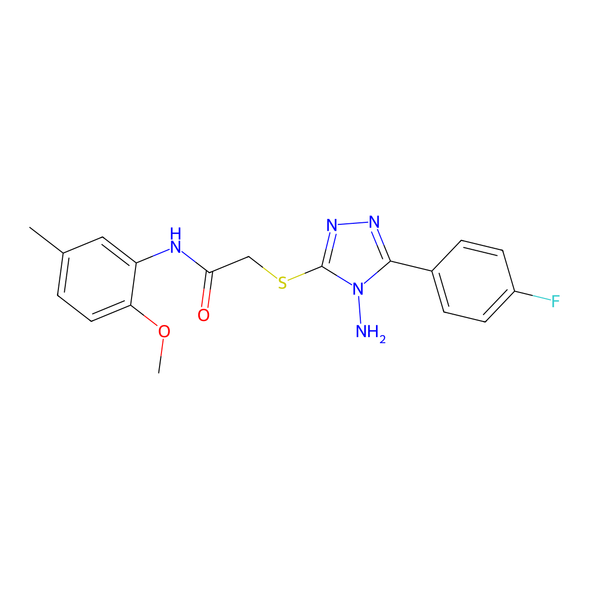 2-{[4-amino-5-(4-fluorophenyl)-4H-1,2,4-triazol-3-yl]sulfanyl}-N-(2-methoxy-5-methylphenyl)acetamide molecular structure, CAS 587006-62-0