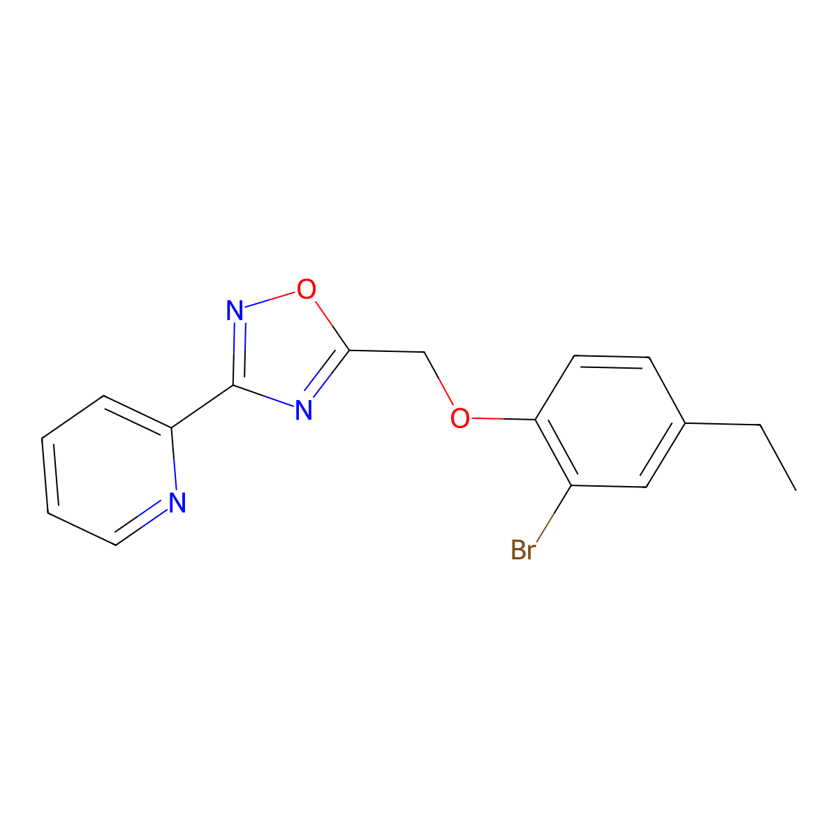 5-[(2-Bromo-4-ethylphenoxy)methyl]-3-pyridin-2-yl-1,2,4-oxadiazole molecular structure, CAS 587006-83-5