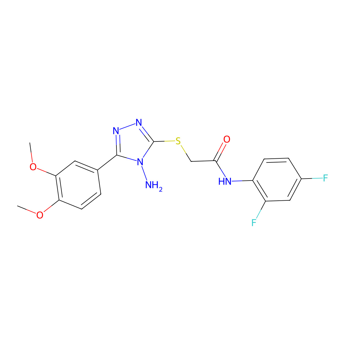 2-{[4-amino-5-(3,4-dimethoxyphenyl)-4H-1,2,4-triazol-3-yl]sulfanyl}-N-(2,4-difluorophenyl)acetamide molecular structure, CAS 587007-04-3