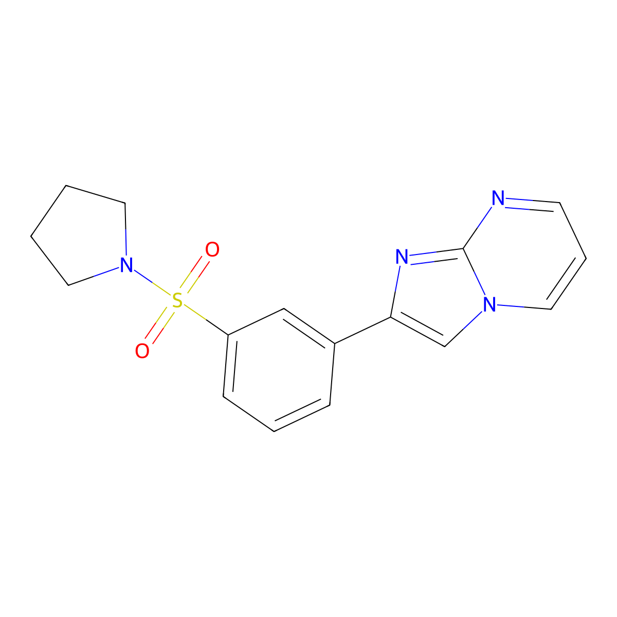2-[3-(Pyrrolidin-1-ylsulfonyl)phenyl]imidazo[1,2-a]pyrimidine molecular structure, CAS 587007-18-9