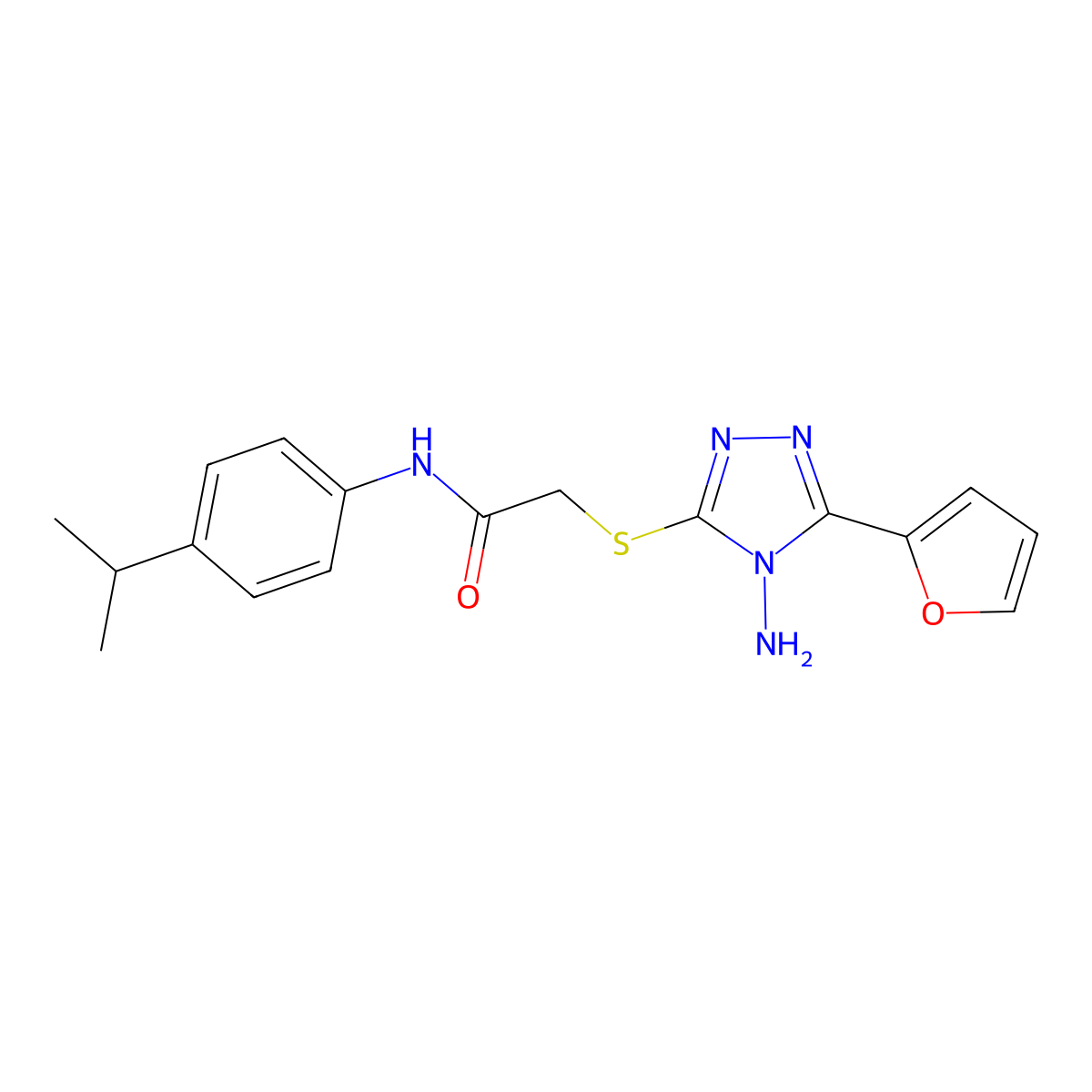 2-{[4-amino-5-(furan-2-yl)-4H-1,2,4-triazol-3-yl]sulfanyl}-N-[4-(propan-2-yl)phenyl]acetamide molecular structure, CAS 587007-28-1
