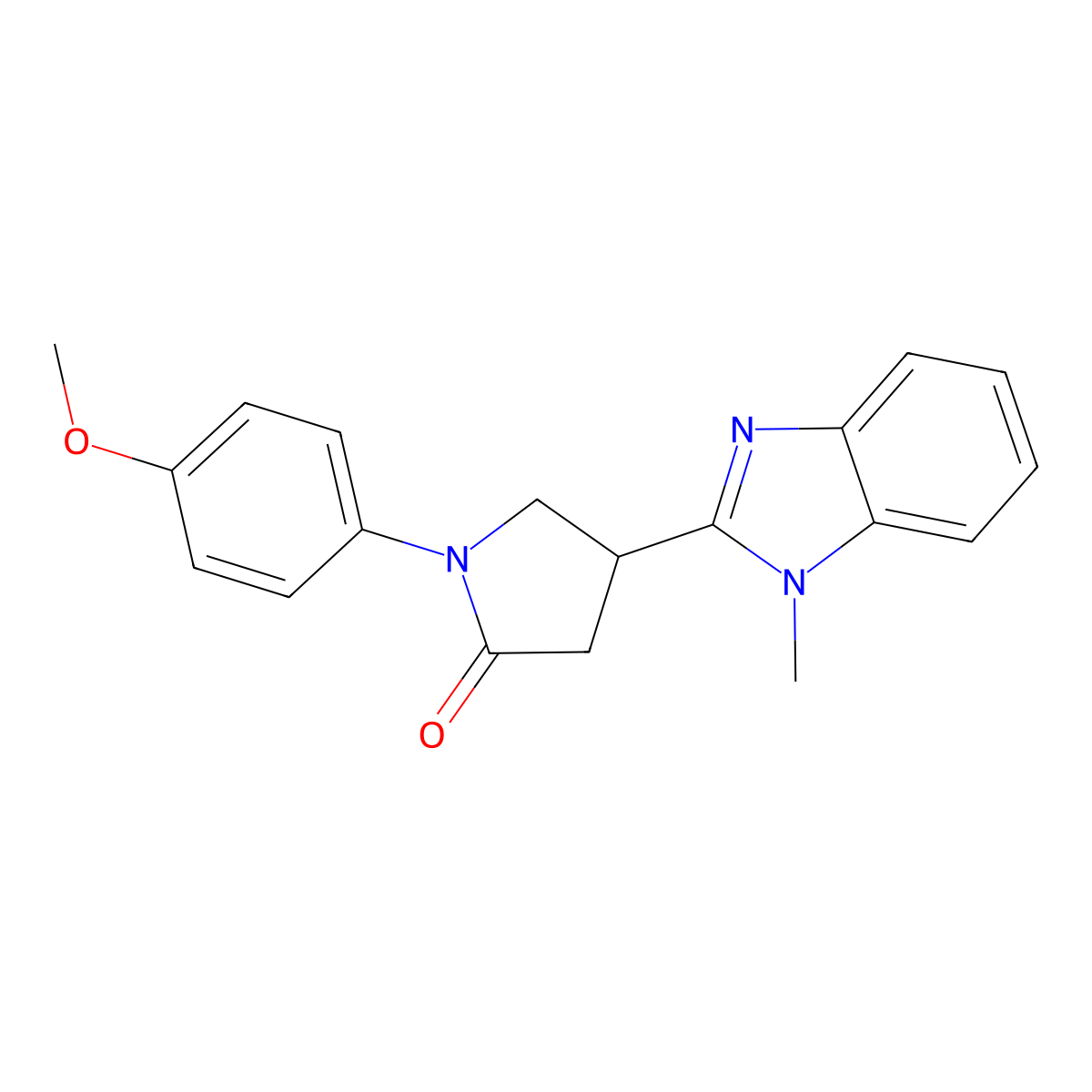 1-(4-Methoxyphenyl)-4-(1-methylbenzimidazol-2-yl)pyrrolidin-2-one molecular structure, CAS 587007-29-2