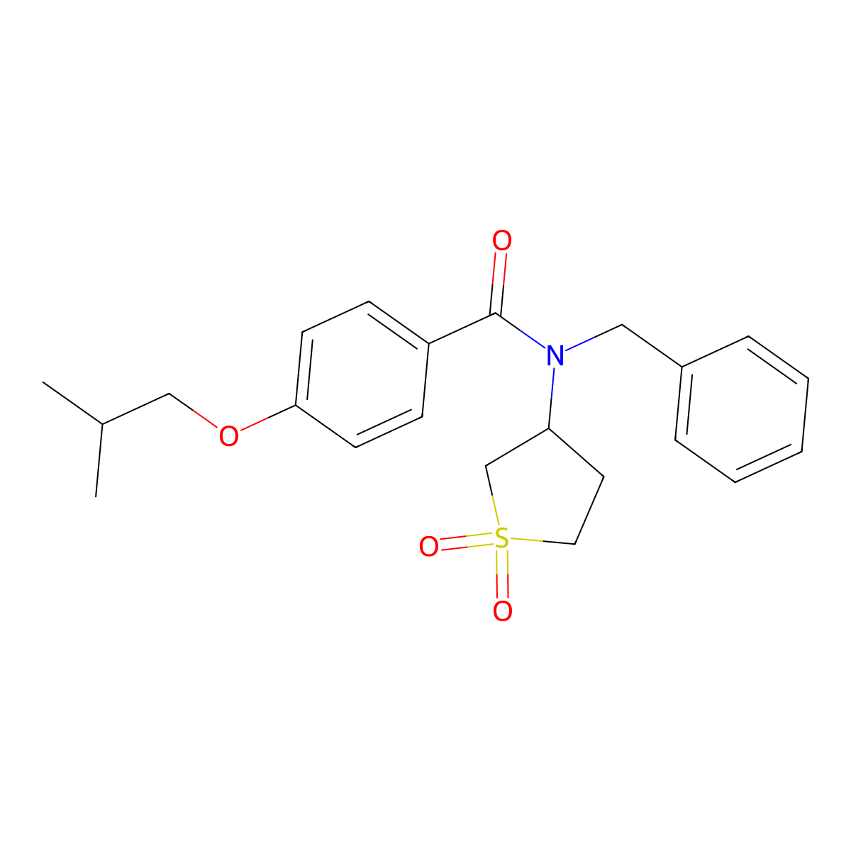 N-benzyl-N-(1,1-dioxidotetrahydrothiophen-3-yl)-4-(2-methylpropoxy)benzamide molecular structure, CAS 587007-50-9