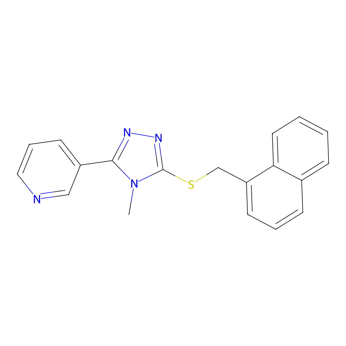 3-{4-methyl-5-[(naphthalen-1-ylmethyl)sulfanyl]-4H-1,2,4-triazol-3-yl}pyridine molecular structure, CAS 587007-65-6