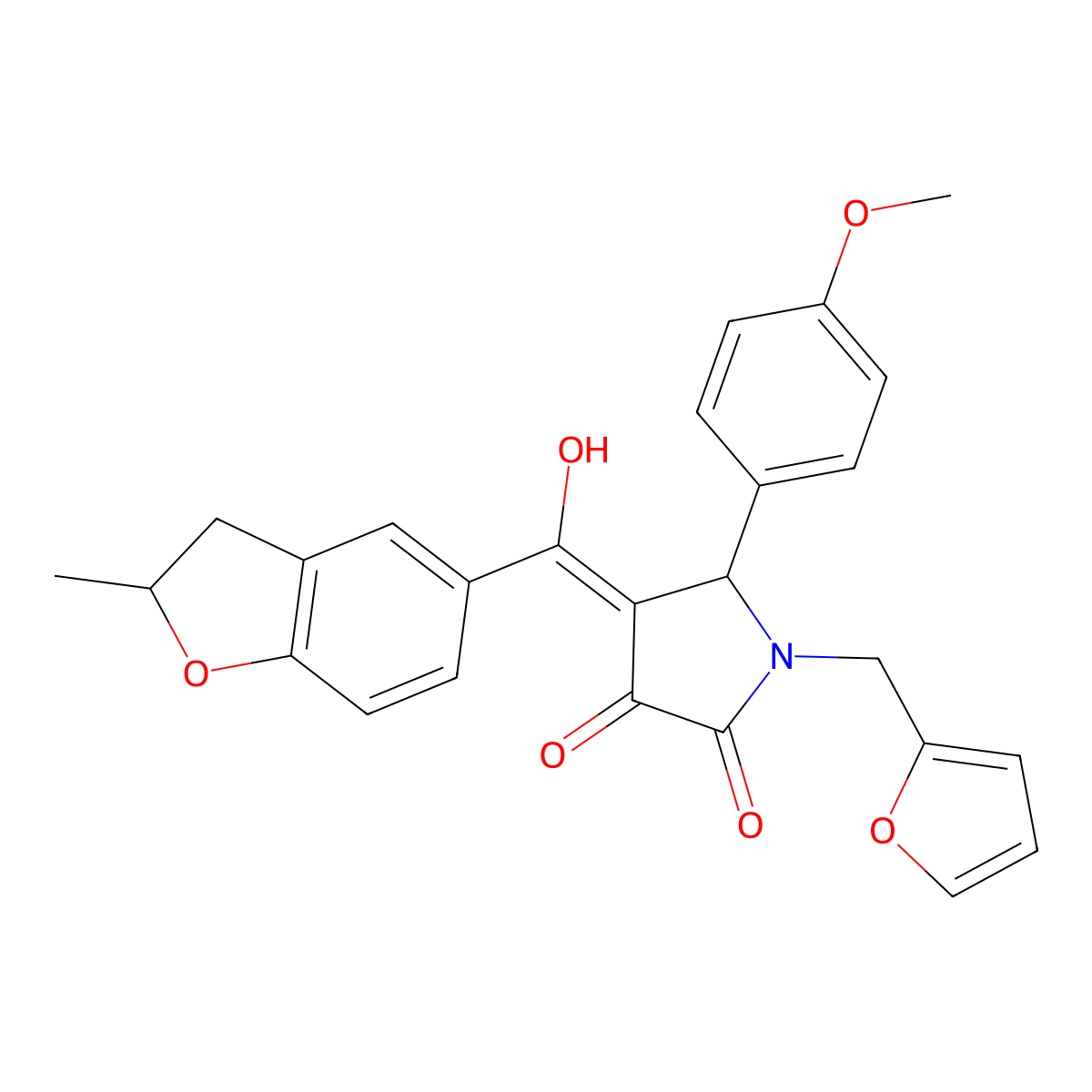 1-[(furan-2-yl)methyl]-3-hydroxy-5-(4-methoxyphenyl)-4-(2-methyl-2,3-dihydro-1-benzofuran-5-carbonyl)-2,5-dihydro-1H-pyrrol-2-one molecular structure, CAS 587007-83-8