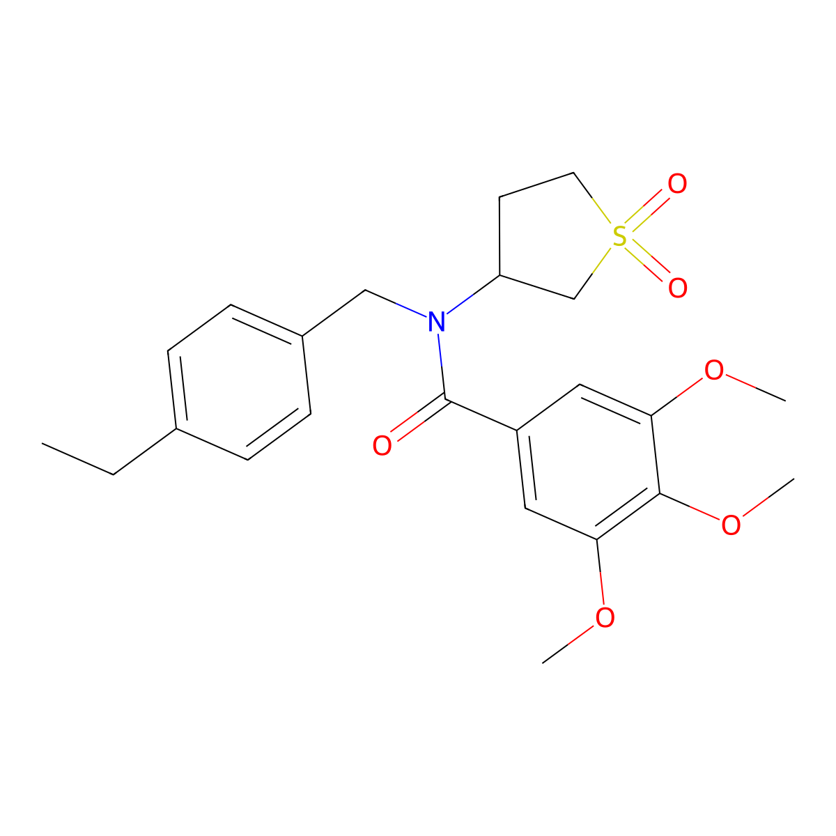 N-(1,1-dioxidotetrahydrothiophen-3-yl)-N-(4-ethylbenzyl)-3,4,5-trimethoxybenzamide molecular structure, CAS 587008-15-9