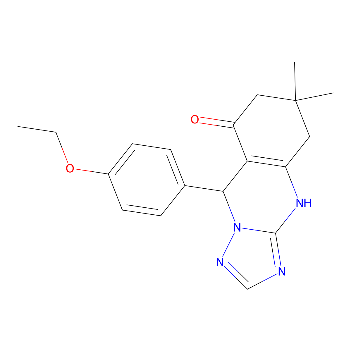 9-(4-ethoxyphenyl)-6,6-dimethyl-5,6,7,9-tetrahydro-[1,2,4]triazolo[5,1-b]quinazolin-8(4H)-one molecular structure, CAS 587008-19-3