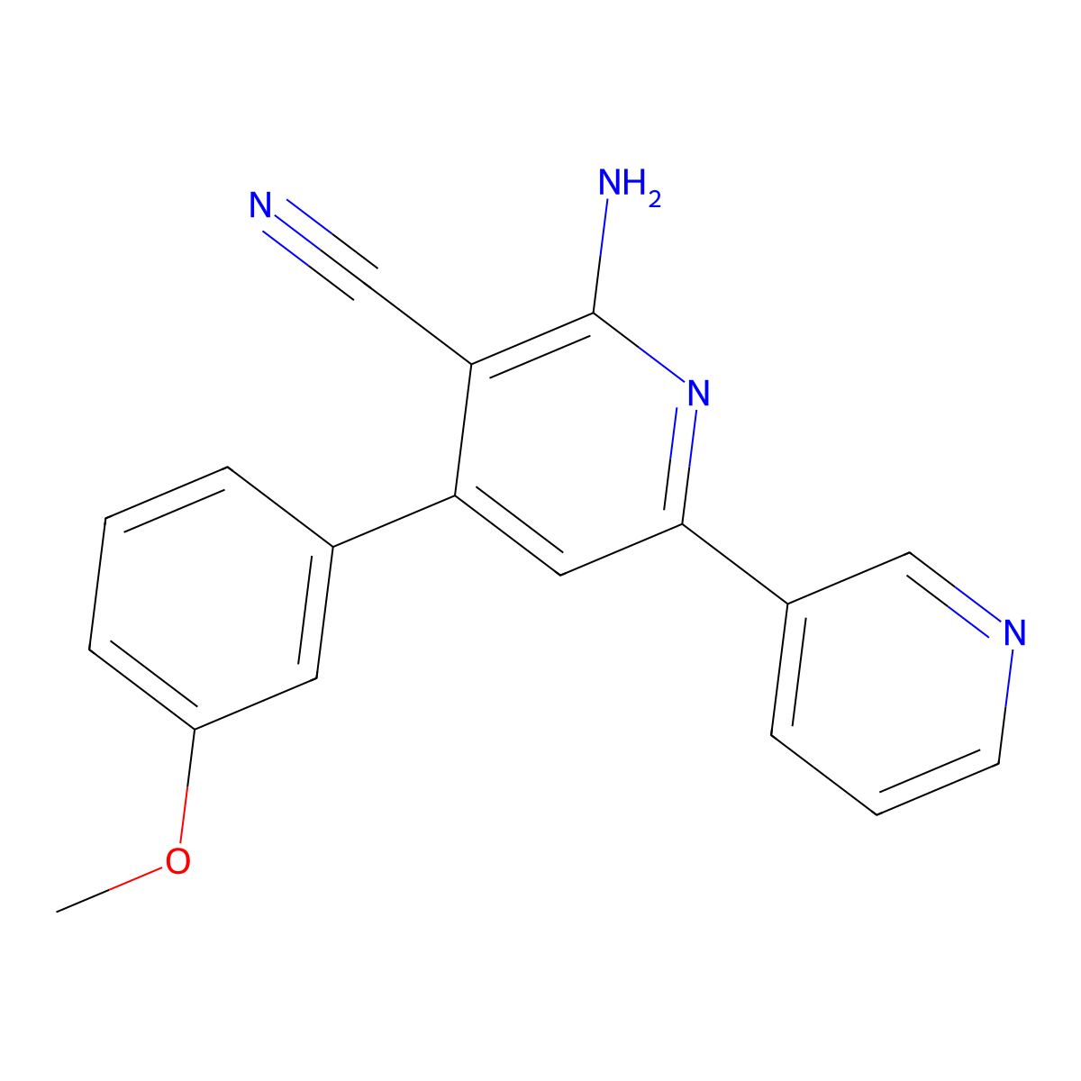 2-Amino-4-(3-methoxyphenyl)-6-pyridin-3-ylpyridine-3-carbonitrile molecular structure, CAS 587008-22-8