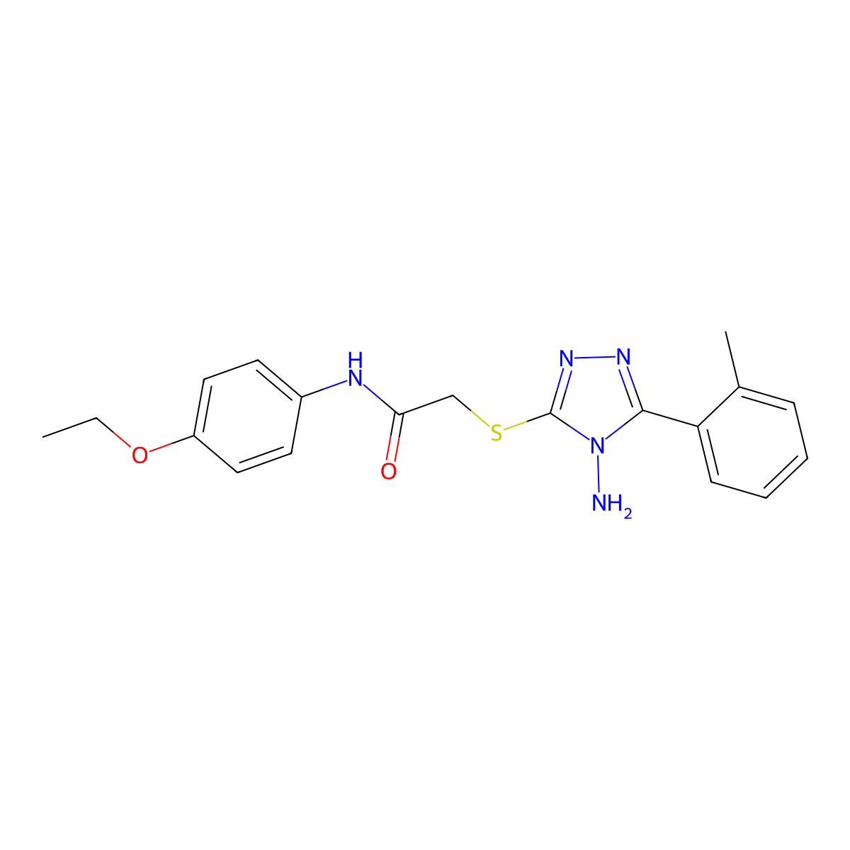 2-{[4-amino-5-(2-methylphenyl)-4H-1,2,4-triazol-3-yl]sulfanyl}-N-(4-ethoxyphenyl)acetamide molecular structure, CAS 587008-32-0