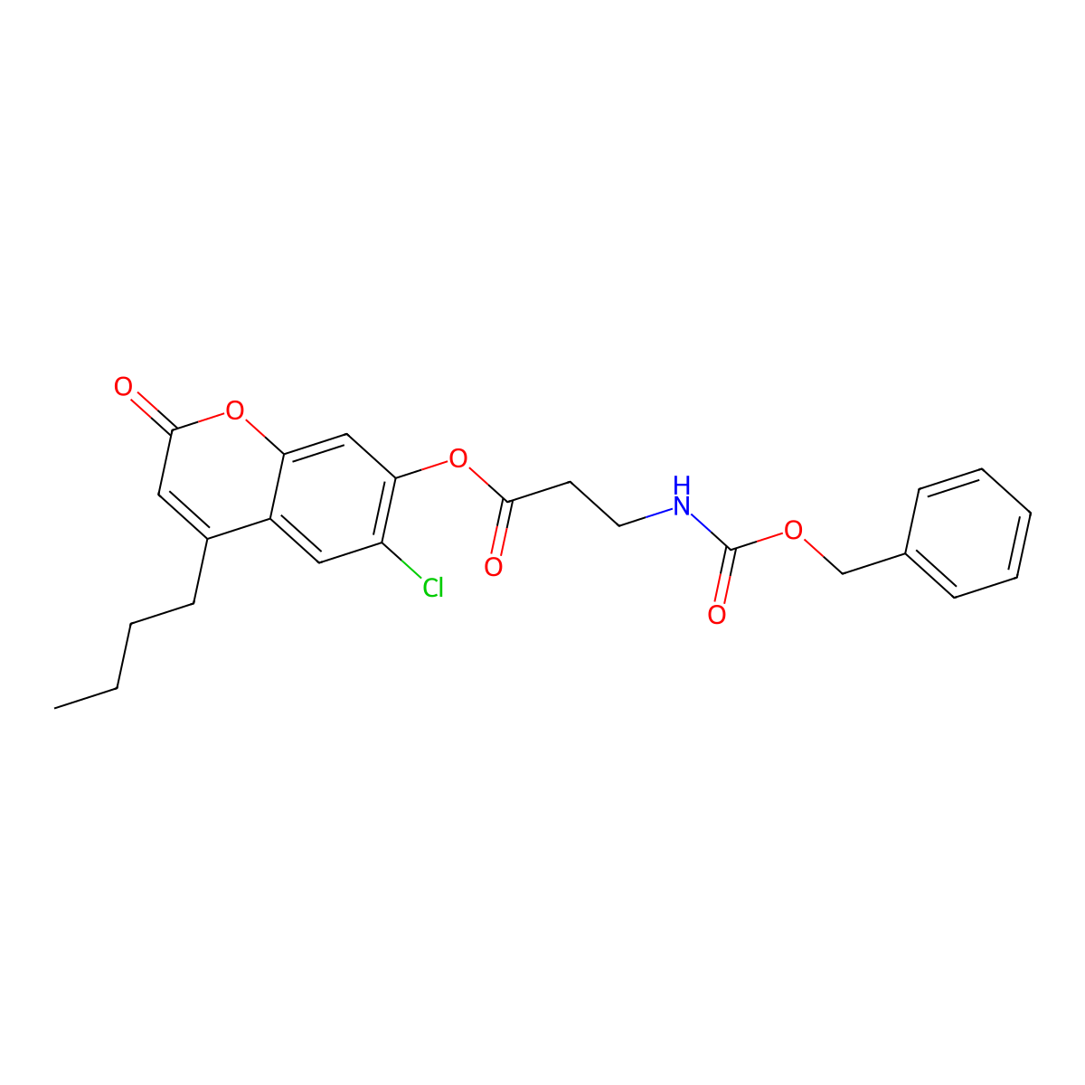 4-butyl-6-chloro-2-oxo-2H-chromen-7-yl N-[(benzyloxy)carbonyl]-beta-alaninate molecular structure, CAS 587008-59-1