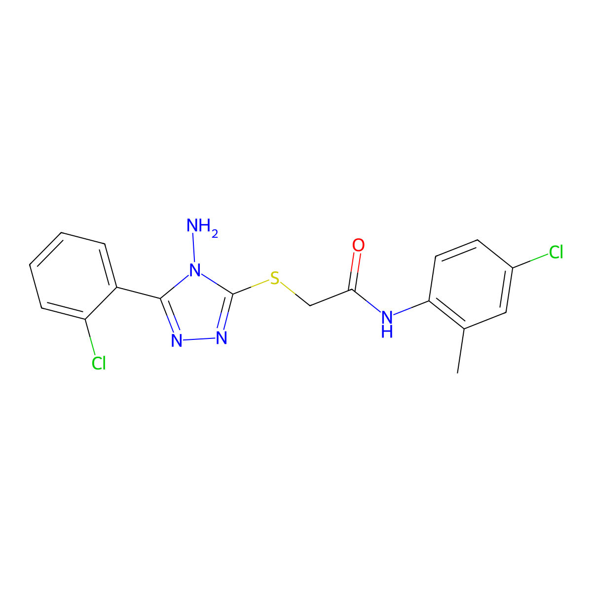 2-[4-amino-5-(2-chlorophenyl)(1,2,4-triazol-3-ylthio)]-N-(4-chloro-2-methylphe nyl)acetamide molecular structure, CAS 587008-90-0