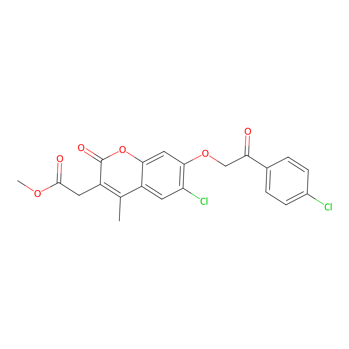 methyl {6-chloro-7-[2-(4-chlorophenyl)-2-oxoethoxy]-4-methyl-2-oxo-2H-chromen-3-yl}acetate molecular structure, CAS 587008-92-2