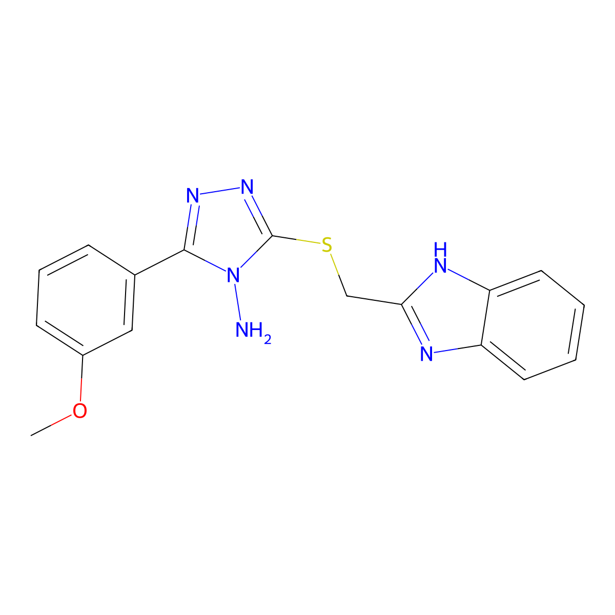 3-(1H-benzimidazol-2-ylmethylsulfanyl)-5-(3-methoxyphenyl)-1,2,4-triazol-4-amine molecular structure, CAS 587009-03-8