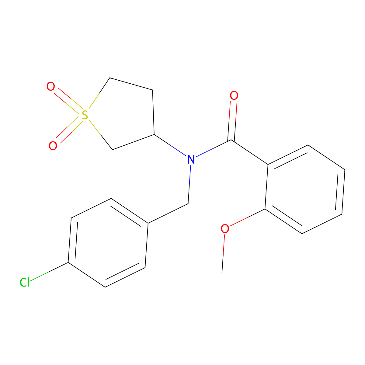 N-(4-chlorobenzyl)-N-(1,1-dioxidotetrahydrothiophen-3-yl)-2-methoxybenzamide molecular structure, CAS 587009-23-2