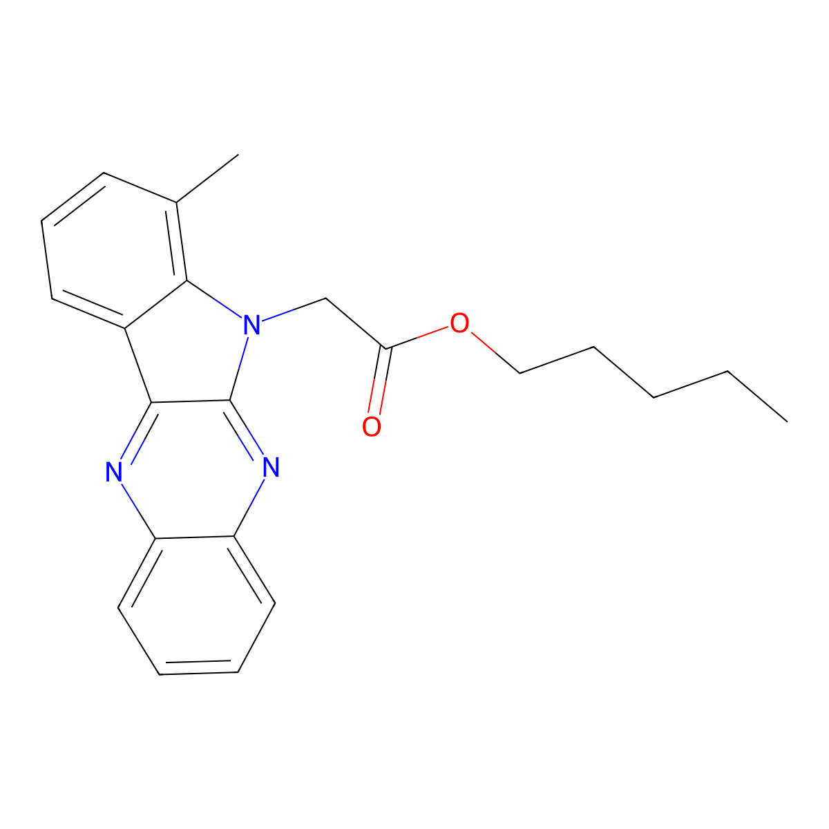 Pentyl 2-(4-methylindolo[2,3-b]quinoxalin-5-yl)acetate molecular structure, CAS 587009-29-8