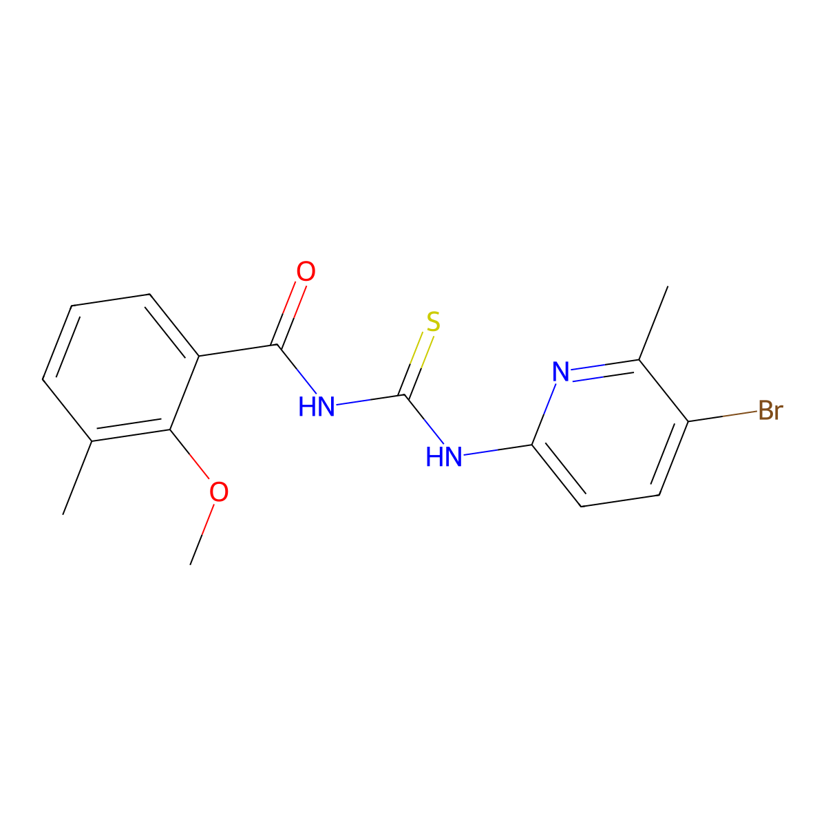 N-(5-bromo-6-methyl-2-pyridinyl)-N'-(2-methoxy-3-methylbenzoyl)thiourea molecular structure, CAS 587009-37-8