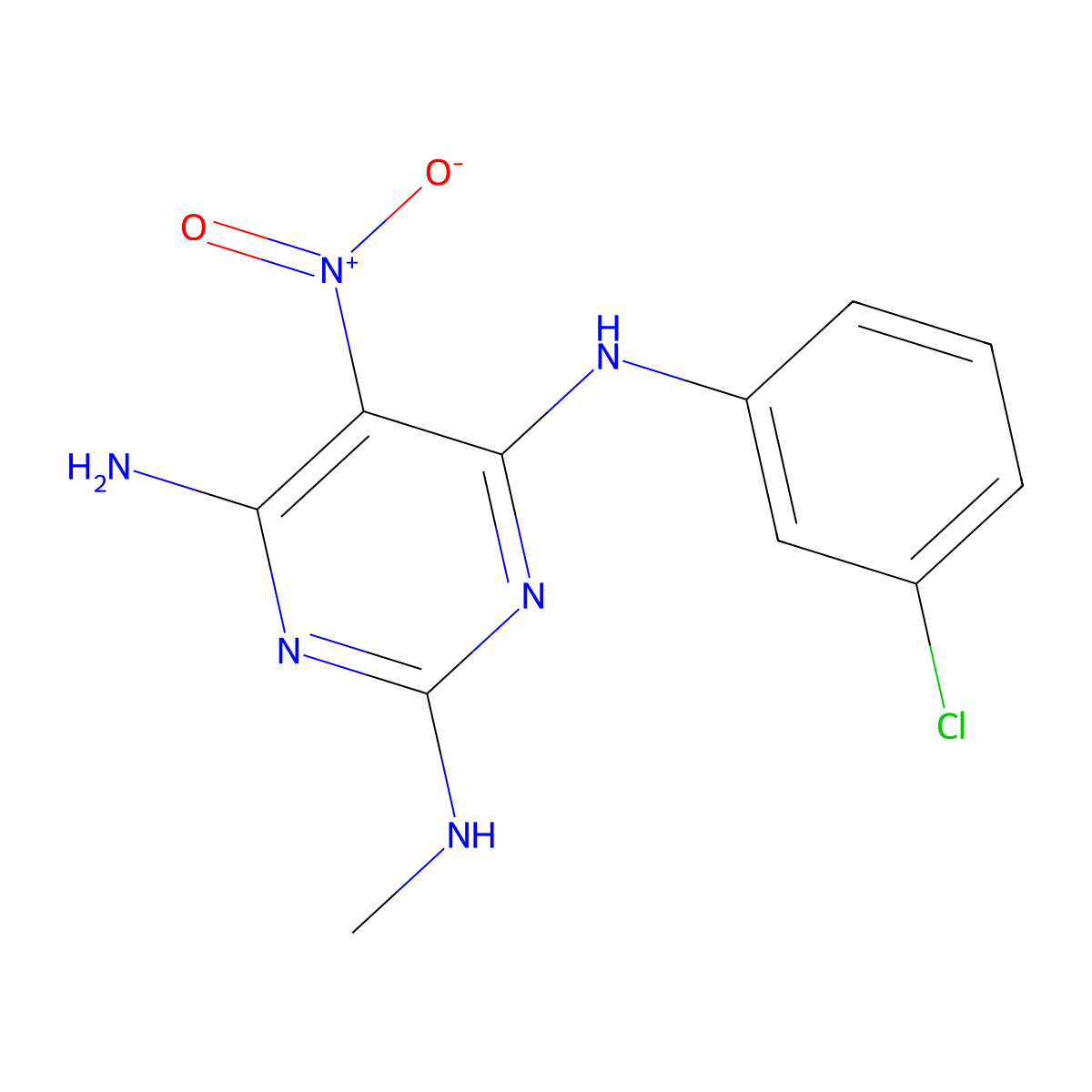 N4-(3-chlorophenyl)-N2-methyl-5-nitropyrimidine-2,4,6-triamine molecular structure, CAS 587009-68-5