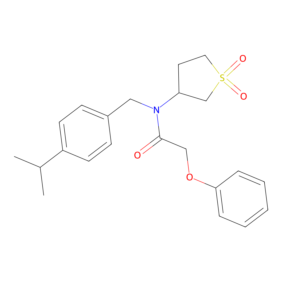 N-(1,1-dioxidotetrahydrothiophen-3-yl)-2-phenoxy-N-[4-(propan-2-yl)benzyl]acetamide molecular structure, CAS 587010-14-8