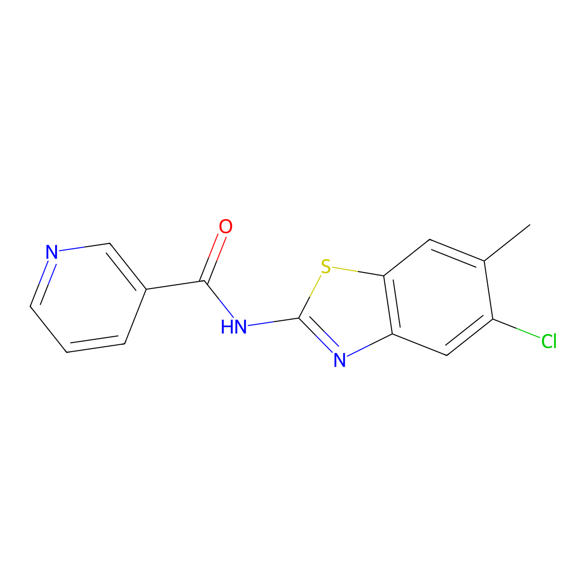 N-(5-chloro-6-methyl-1,3-benzothiazol-2-yl)pyridine-3-carboxamide molecular structure, CAS 587010-30-8