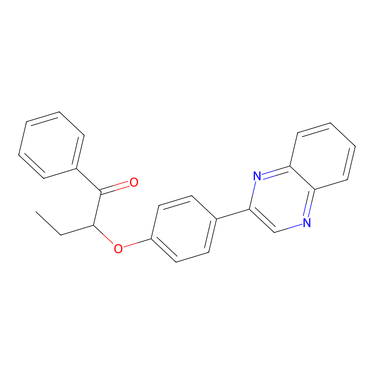 1-Phenyl-2-(4-quinoxalin-2-ylphenoxy)butan-1-one molecular structure, CAS 587010-33-1