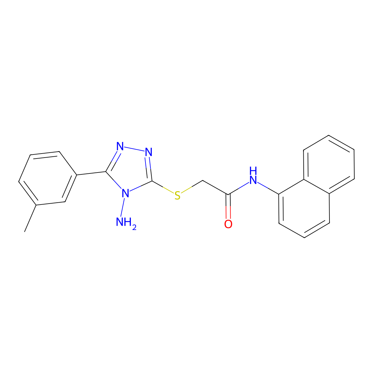 2-{[4-amino-5-(3-methylphenyl)-4H-1,2,4-triazol-3-yl]sulfanyl}-N-(naphthalen-1-yl)acetamide molecular structure, CAS 587010-54-6