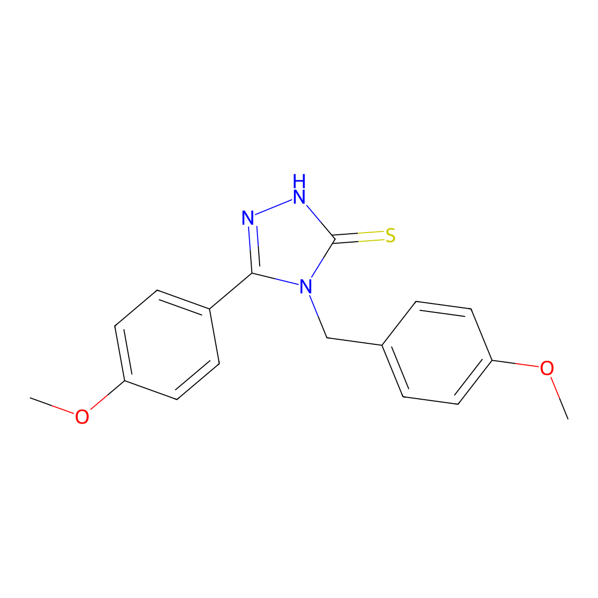 3-(4-methoxyphenyl)-4-[(4-methoxyphenyl)methyl]-1H-1,2,4-triazole-5-thione molecular structure, CAS 587010-59-1
