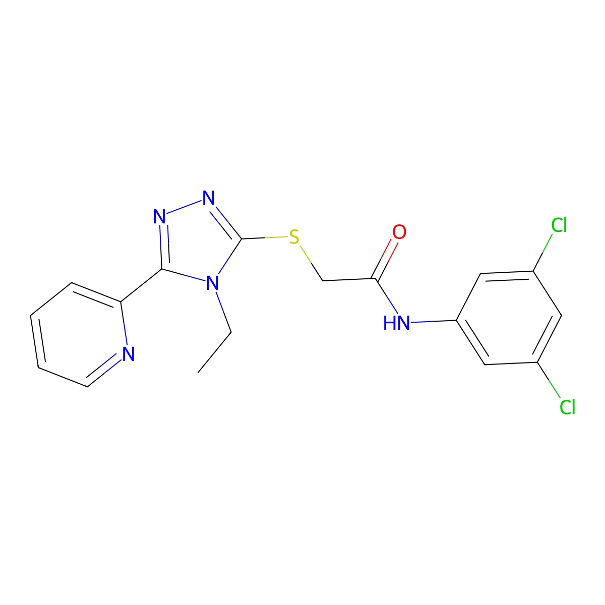 N-(3,5-Dichlorophenyl)-2-((4-ethyl-5-(2-pyridinyl)-4H-1,2,4-triazol-3-YL)sulfanyl)acetamide molecular structure, CAS 587010-79-5