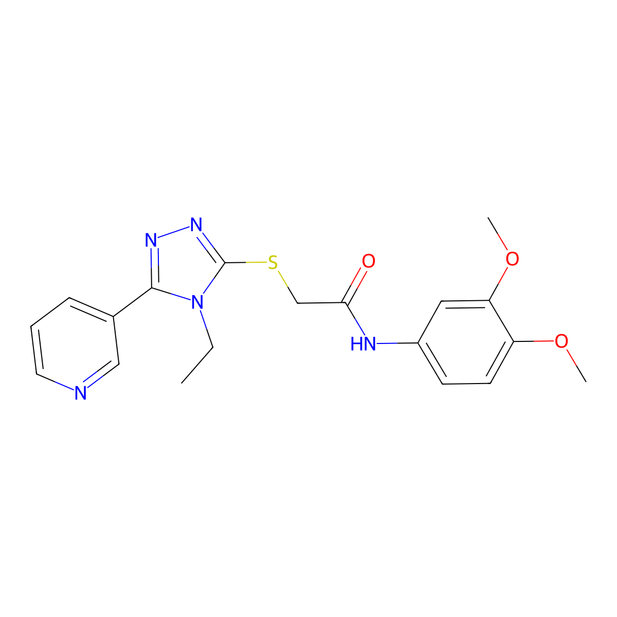 N-(3,4-Dimethoxyphenyl)-2-{[4-ethyl-5-(3-pyridinyl)-4H-1,2,4-triazol-3-YL]sulfanyl}acetamide molecular structure, CAS 587010-85-3