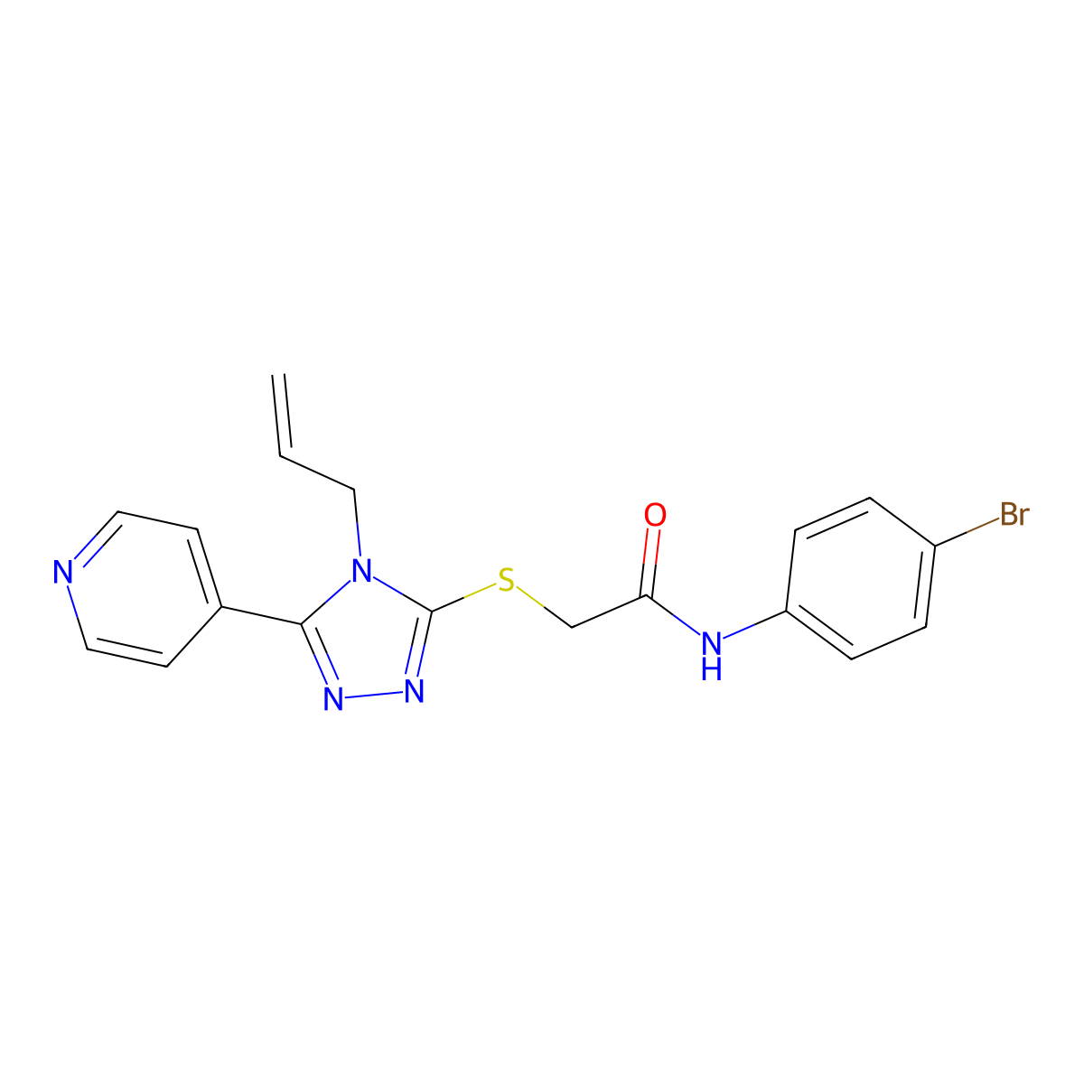 N-(4-bromophenyl)-2-{[4-(prop-2-en-1-yl)-5-(pyridin-4-yl)-4H-1,2,4-triazol-3-yl]sulfanyl}acetamide molecular structure, CAS 587011-08-3