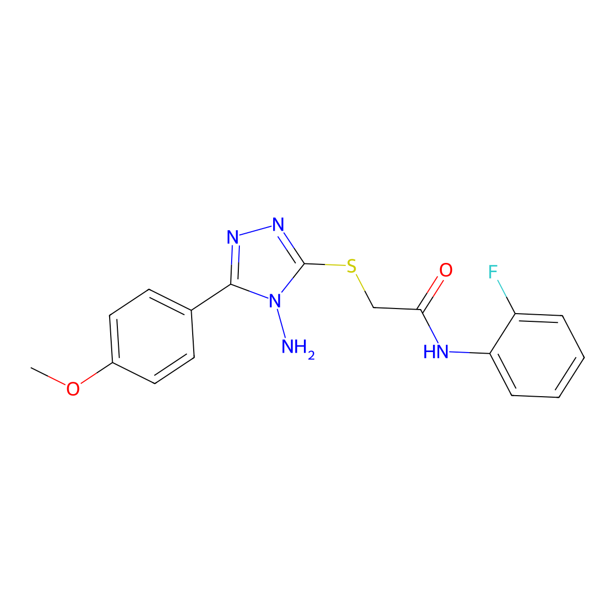 2-((4-amino-5-(4-methoxyphenyl)-4H-1,2,4-triazol-3-yl)thio)-N-(2-fluorophenyl)acetamide molecular structure, CAS 587011-33-4