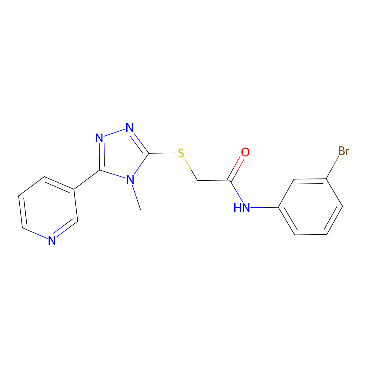N-(3-bromophenyl)-2-{[4-methyl-5-(pyridin-3-yl)-4H-1,2,4-triazol-3-yl]sulfanyl}acetamide molecular structure, CAS 587011-56-1