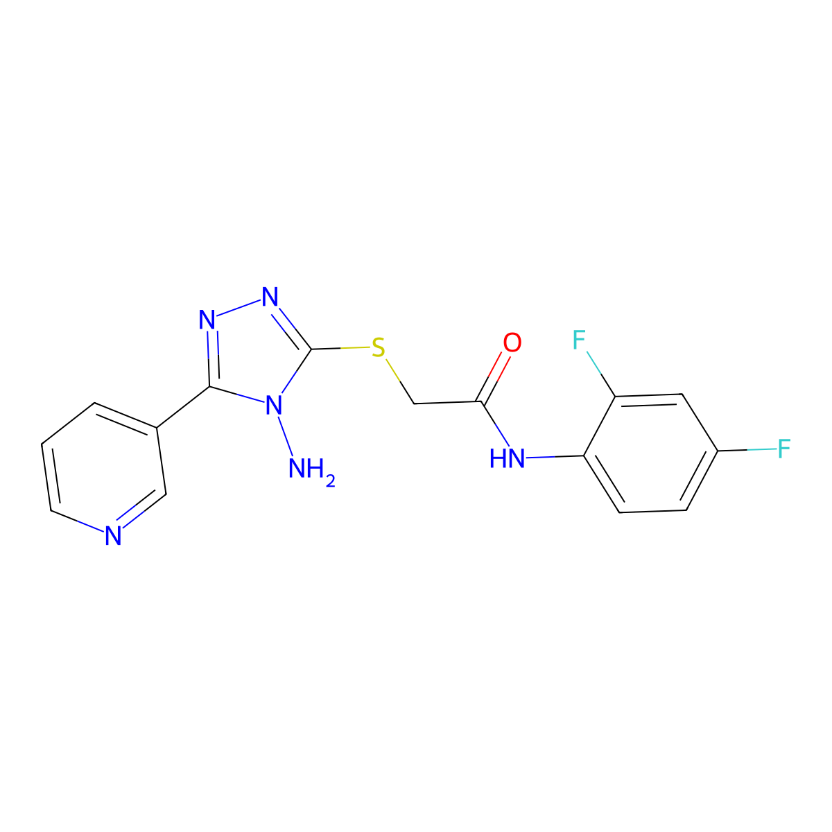 2-[(4-amino-5-pyridin-3-yl-1,2,4-triazol-3-yl)sulfanyl]-N-(2,4-difluorophenyl)acetamide molecular structure, CAS 587011-62-9
