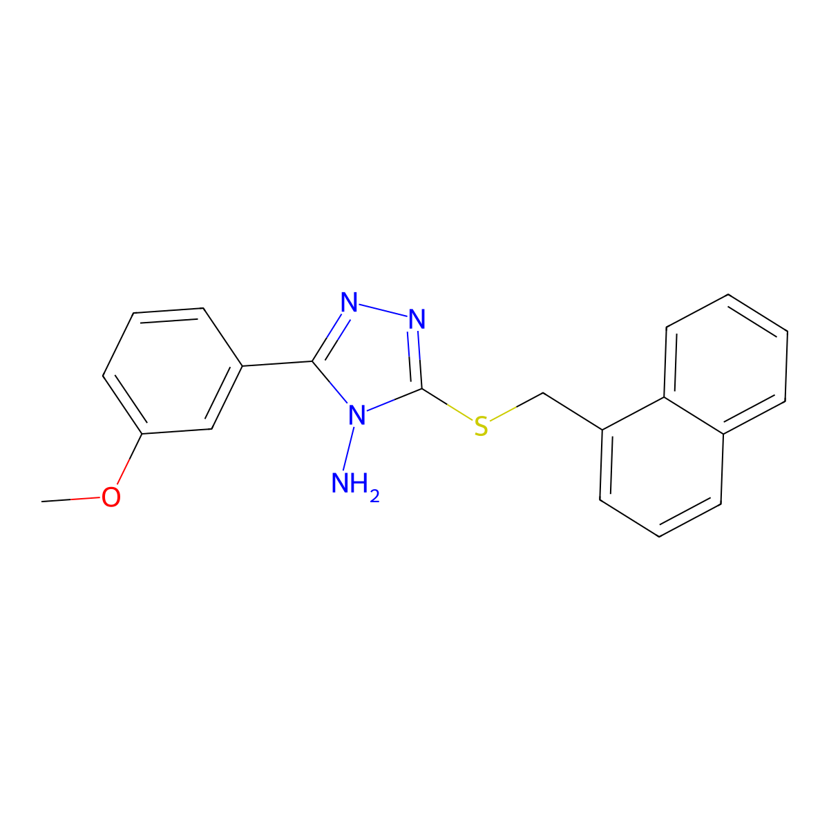 3-(3-methoxyphenyl)-5-[(naphthalen-1-ylmethyl)sulfanyl]-4H-1,2,4-triazol-4-amine molecular structure, CAS 587011-72-1