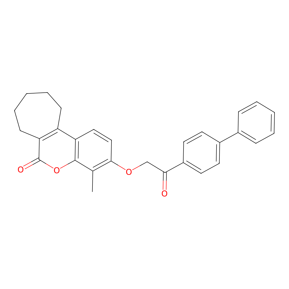 3-[2-(4-biphenylyl)-2-oxoethoxy]-4-methyl-8,9,10,11-tetrahydrocyclohepta[c]chromen-6(7H)-one molecular structure, CAS 587011-84-5