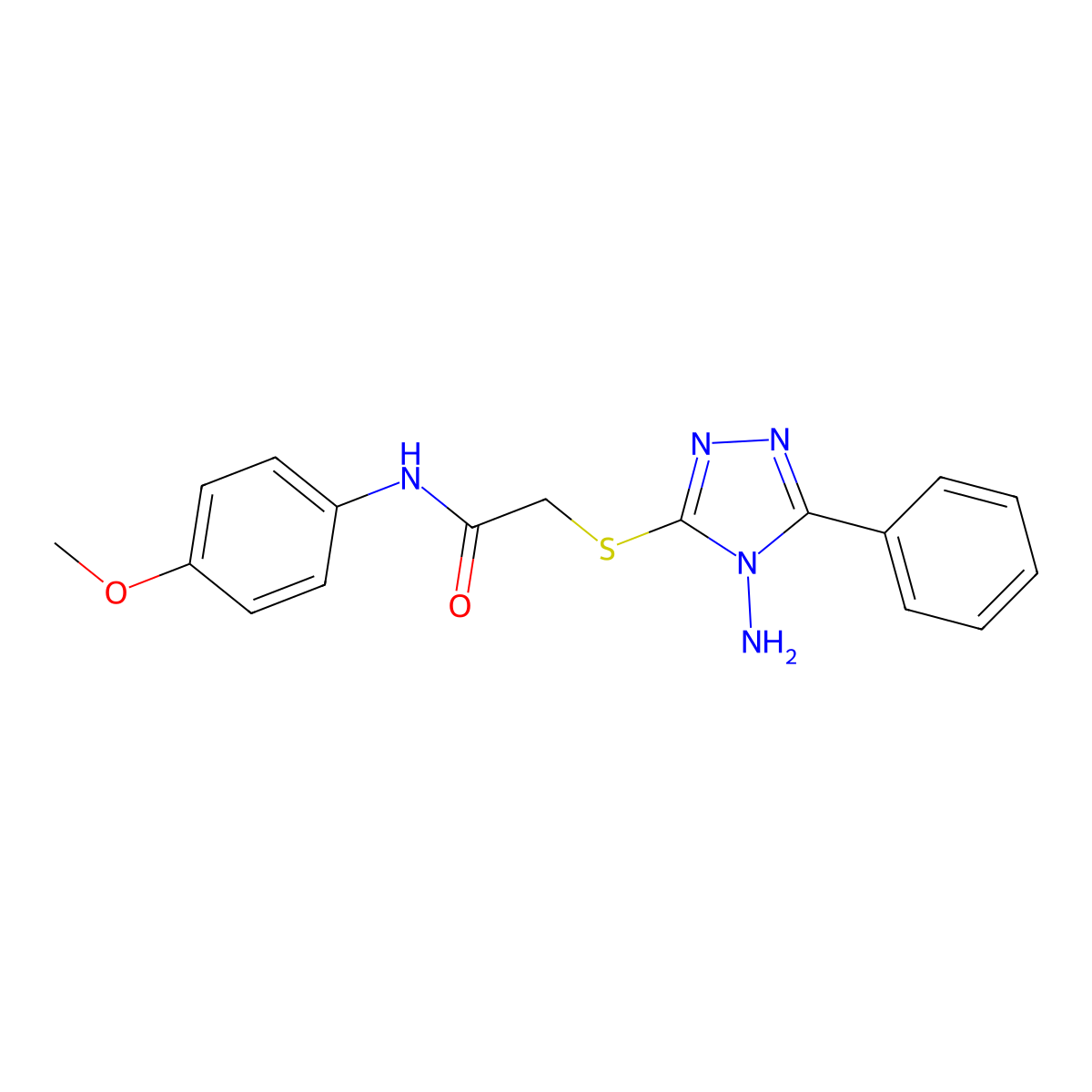 2-[(4-amino-5-phenyl-4H-1,2,4-triazol-3-yl)sulfanyl]-N-(4-methoxyphenyl)acetamide molecular structure, CAS 587011-85-6