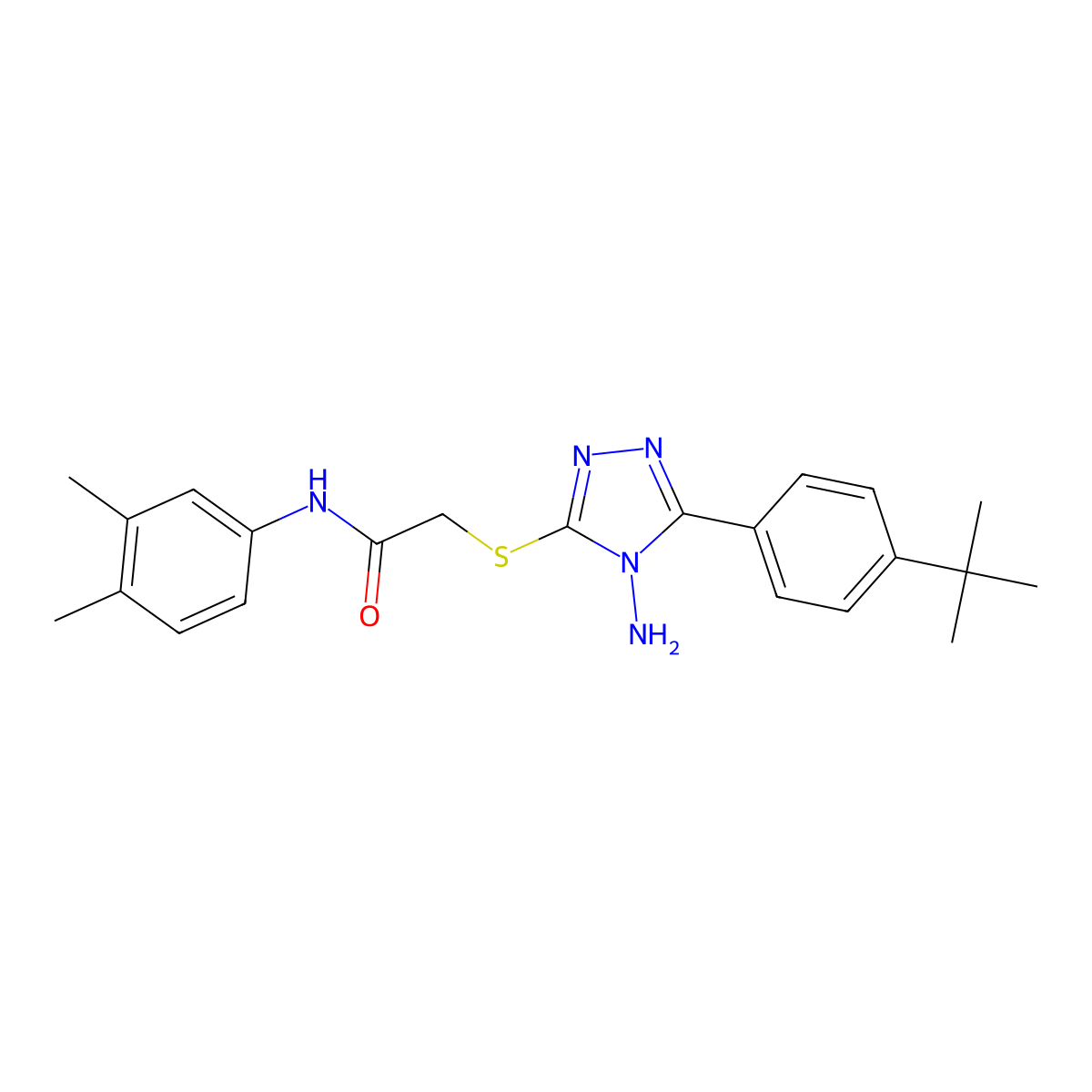 2-{4-amino-5-[4-(tert-butyl)phenyl](1,2,4-triazol-3-ylthio)}-N-(3,4-dimethylph enyl)acetamide molecular structure, CAS 587011-86-7