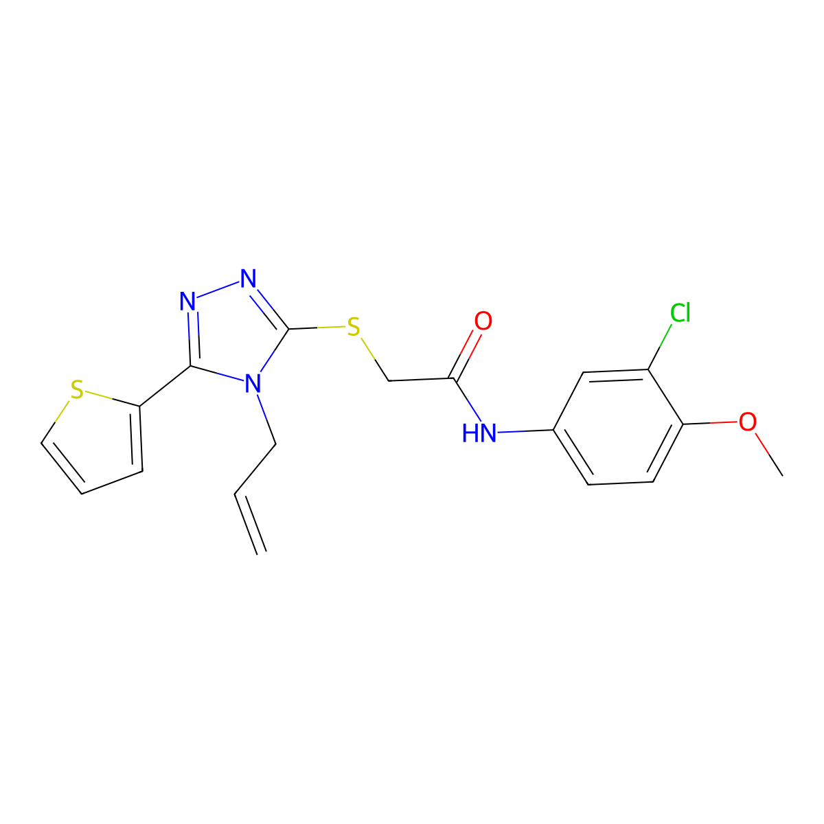 2-((4-Allyl-5-(2-thienyl)-4H-1,2,4-triazol-3-YL)sulfanyl)-N-(3-chloro-4-methoxyphenyl)acetamide molecular structure, CAS 587012-11-1