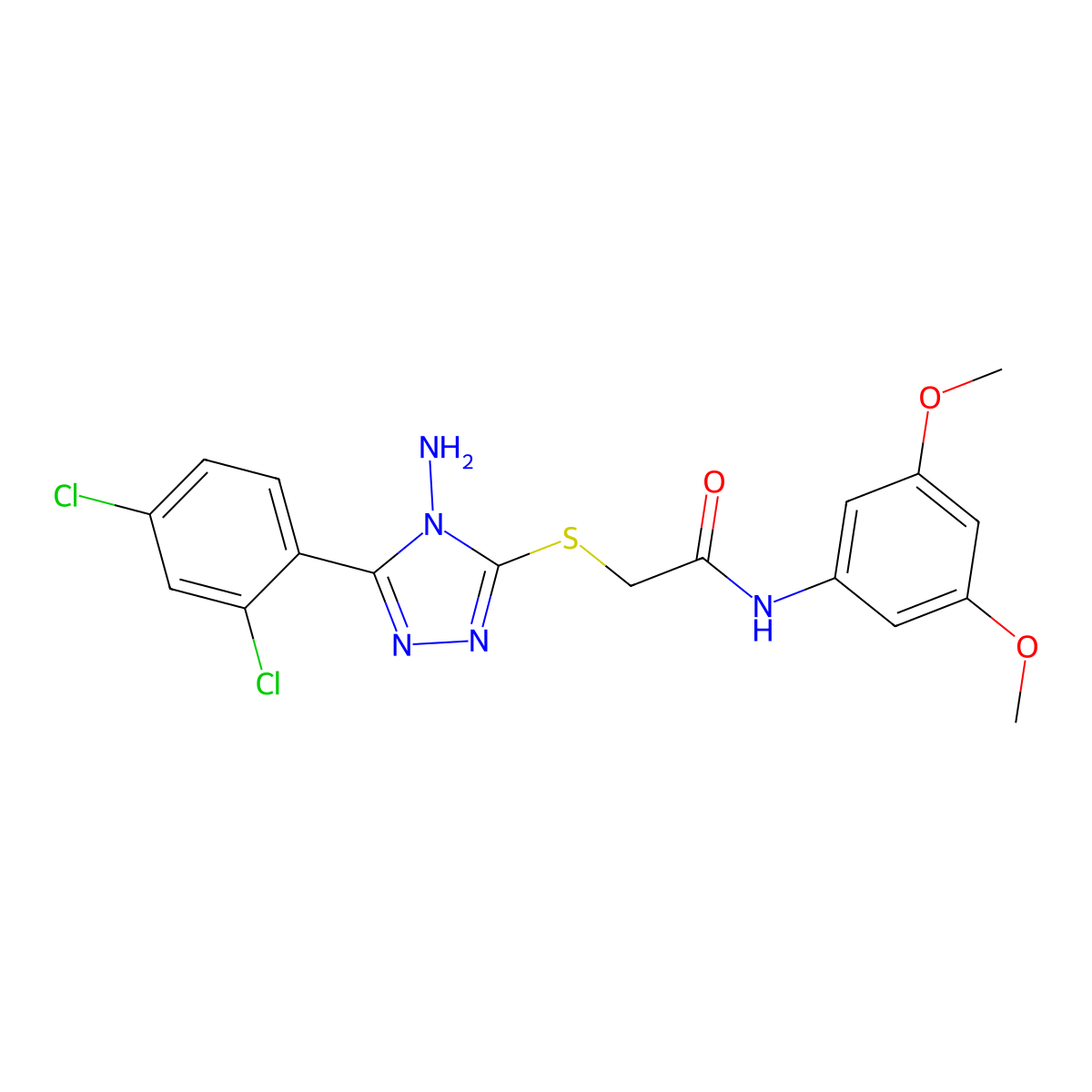 2-{[4-amino-5-(2,4-dichlorophenyl)-4H-1,2,4-triazol-3-yl]sulfanyl}-N-(3,5-dimethoxyphenyl)acetamide molecular structure, CAS 587012-24-6