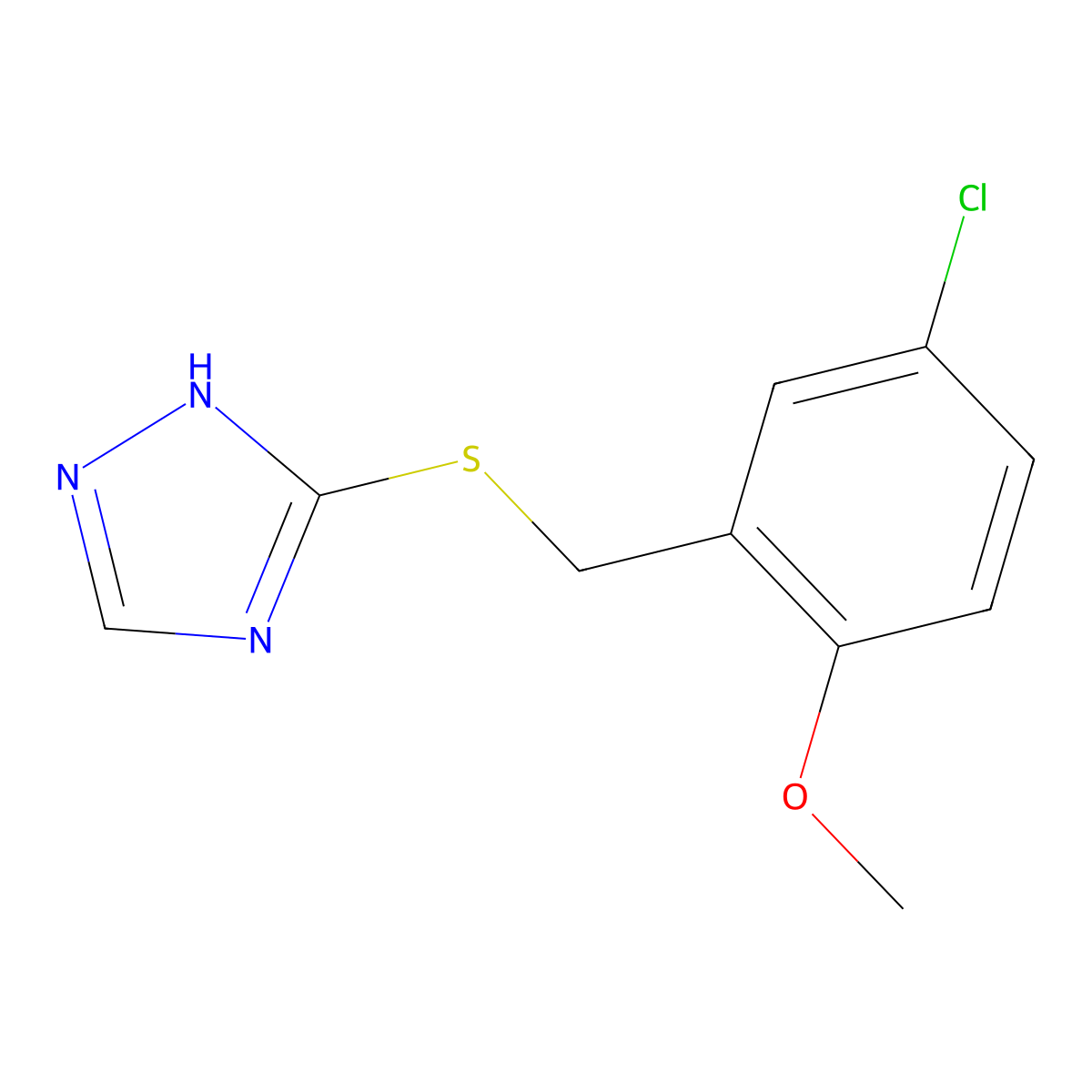 5-[(5-chloro-2-methoxyphenyl)methylsulfanyl]-1H-1,2,4-triazole molecular structure, CAS 587012-33-7