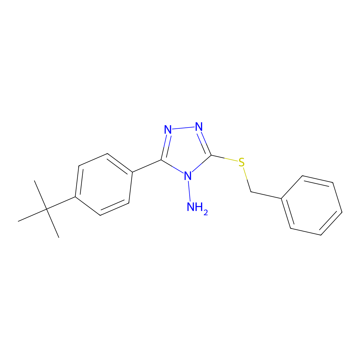 3-(benzylsulfanyl)-5-(4-tert-butylphenyl)-4H-1,2,4-triazol-4-amine molecular structure, CAS 587012-41-7