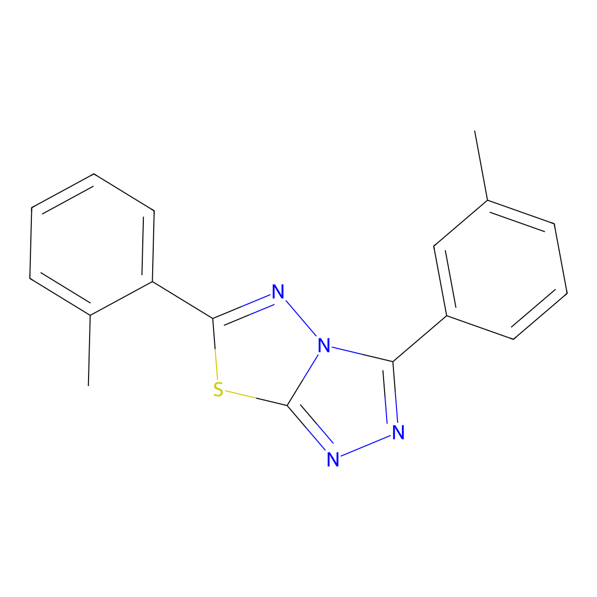 6-(2-Methylphenyl)-3-(3-methylphenyl)-[1,2,4]triazolo[3,4-b][1,3,4]thiadiazole molecular structure, CAS 587012-43-9