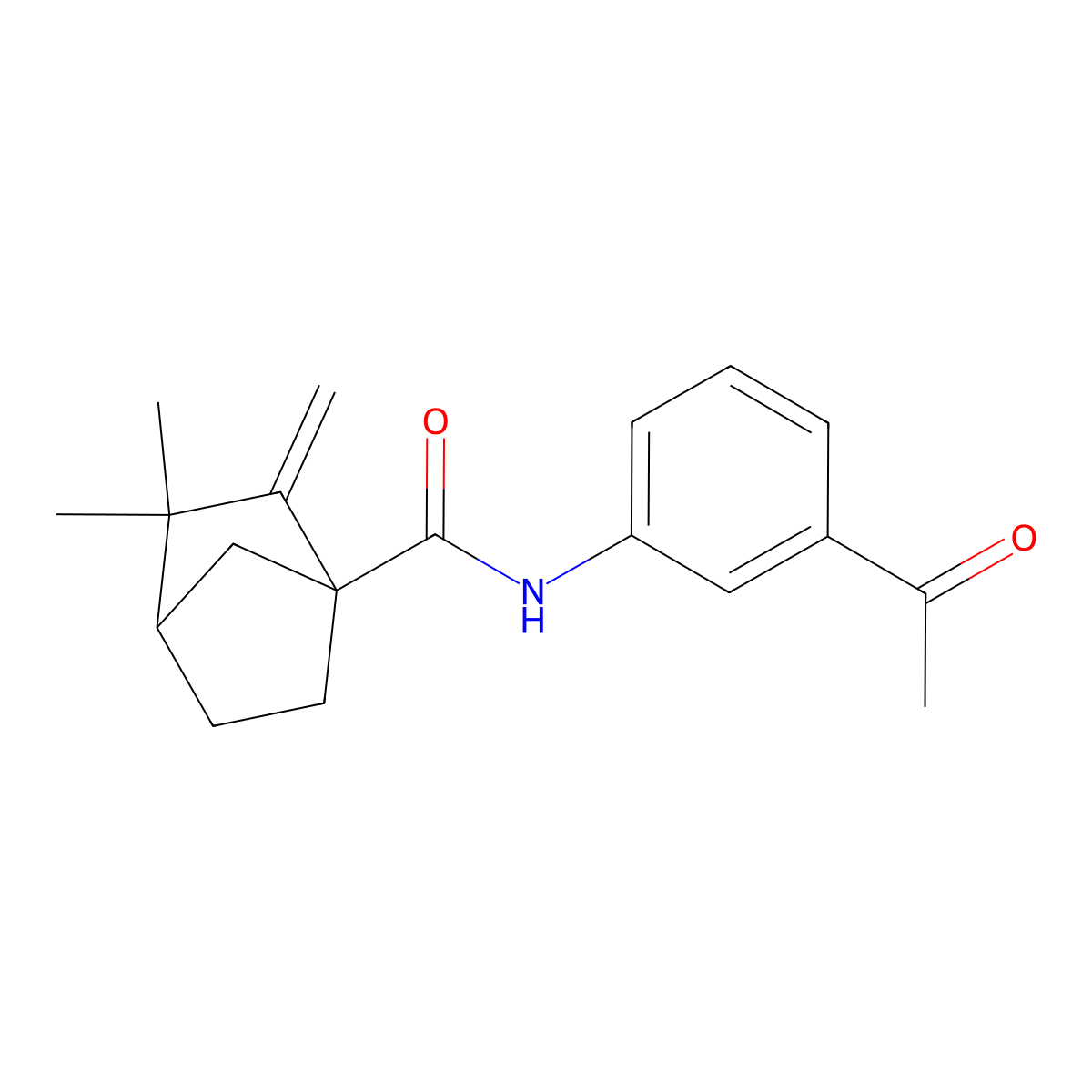 N-(3-acetylphenyl)-3,3-dimethyl-2-methylenebicyclo[2.2.1]heptane-1-carboxamide molecular structure, CAS 587012-75-7