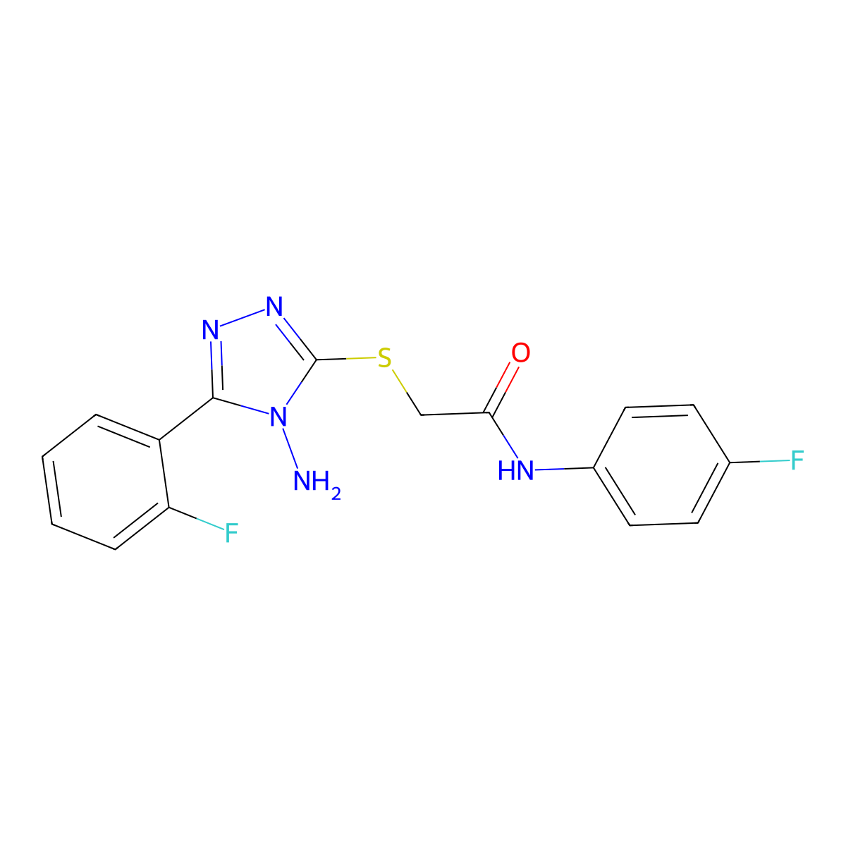 2-{[4-amino-5-(2-fluorophenyl)-4H-1,2,4-triazol-3-yl]sulfanyl}-N-(4-fluorophenyl)acetamide molecular structure, CAS 587012-86-0