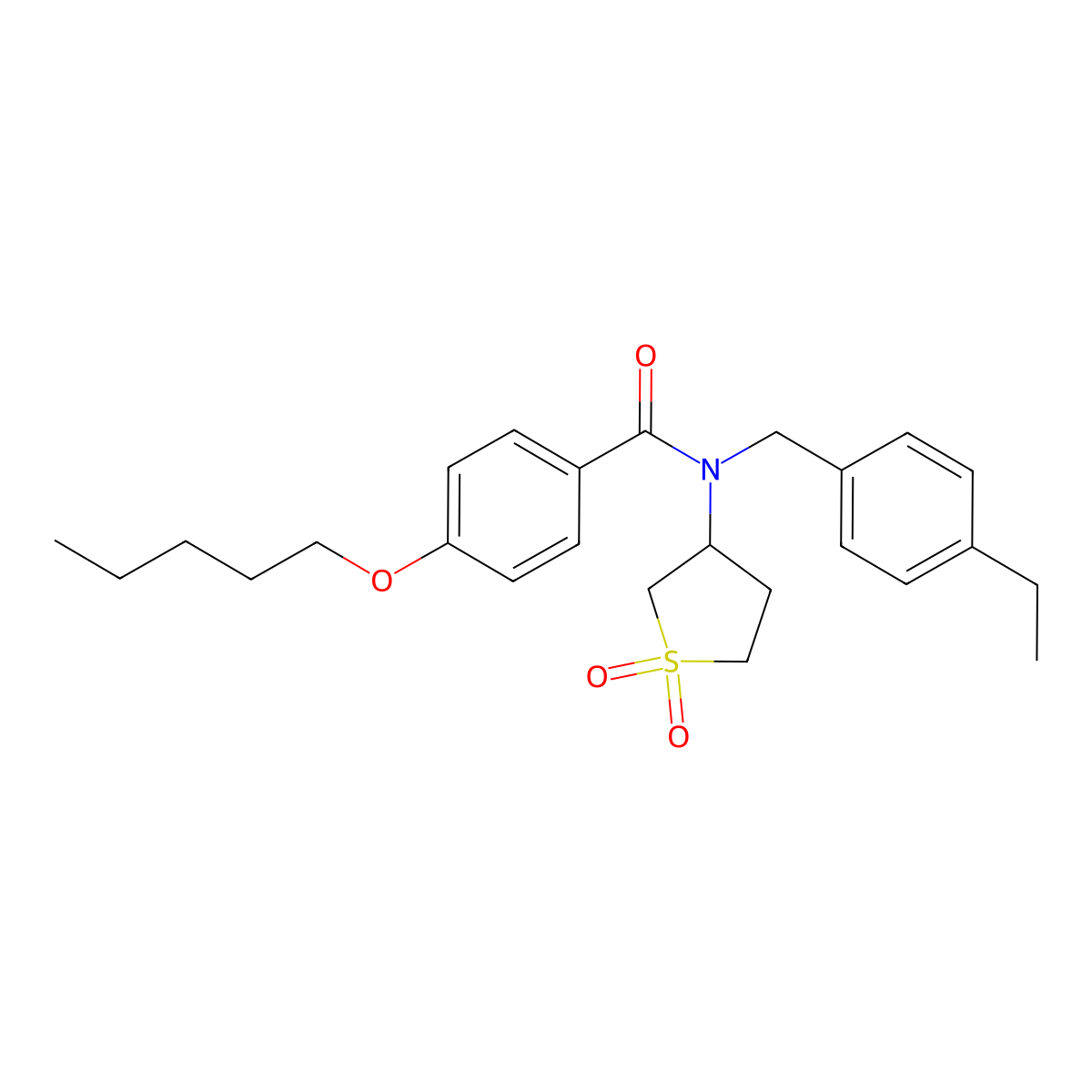 N-(1,1-dioxothiolan-3-yl)-N-[(4-ethylphenyl)methyl]-4-pentoxybenzamide molecular structure, CAS 587012-91-7